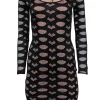 BCBG Max Azria - Black Embroidered Mesh Bodycon Dress Sz XXS
