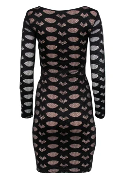 BCBG Max Azria - Black Embroidered Mesh Bodycon Dress Sz XXS