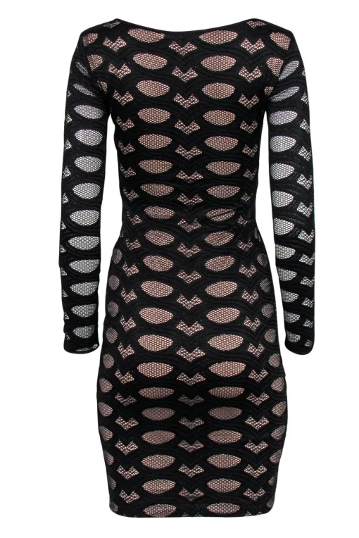 BCBG Max Azria - Black Embroidered Mesh Bodycon Dress Sz XXS