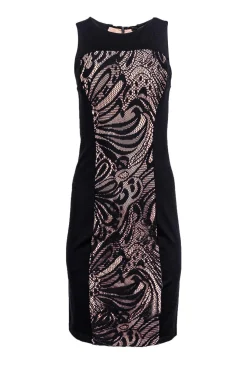 BCBG Max Azria - Black Lace Front Bodycon Dress Sz M