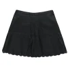 BCBG Max Azria - Black Perforated Faux Leather Miniskirt w/ Petaled Hem Sz XS