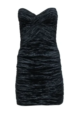 BCBG Max Azria - Black Ruched Strapless Mini Dress Sz 2