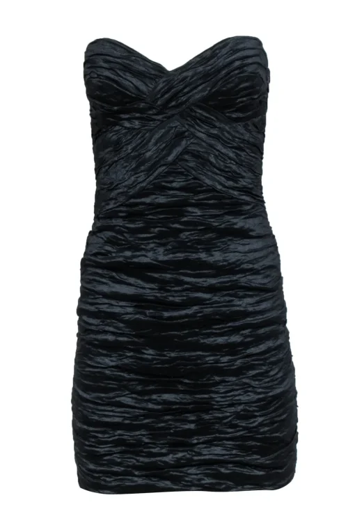 BCBG Max Azria - Black Ruched Strapless Mini Dress Sz 2