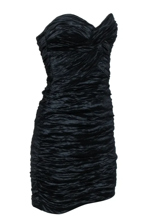 BCBG Max Azria - Black Ruched Strapless Mini Dress Sz 2