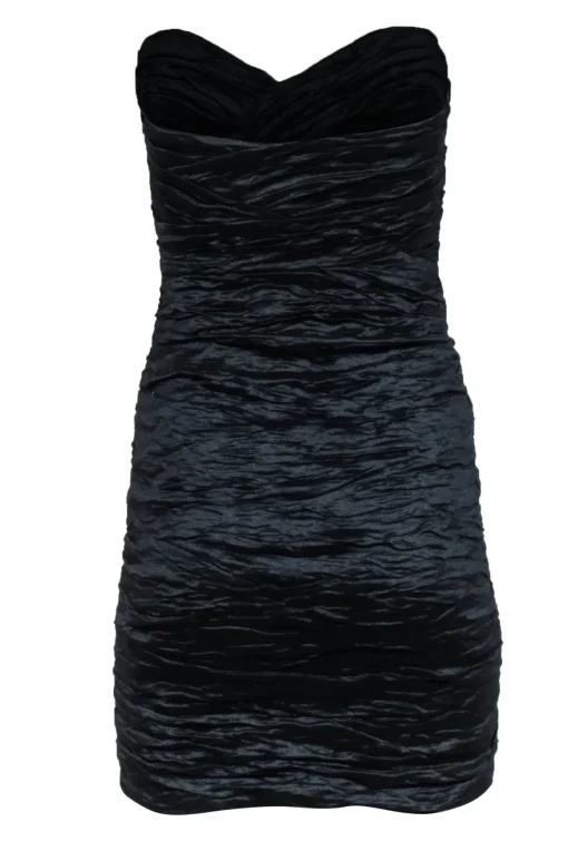 BCBG Max Azria - Black Ruched Strapless Mini Dress Sz 2