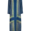 BCBG Max Azria - Blue & Green Printed Silk Maxi Dress Sz M