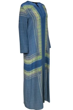 BCBG Max Azria - Blue & Green Printed Silk Maxi Dress Sz M