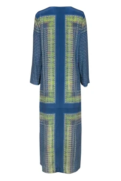 BCBG Max Azria - Blue & Green Printed Silk Maxi Dress Sz M