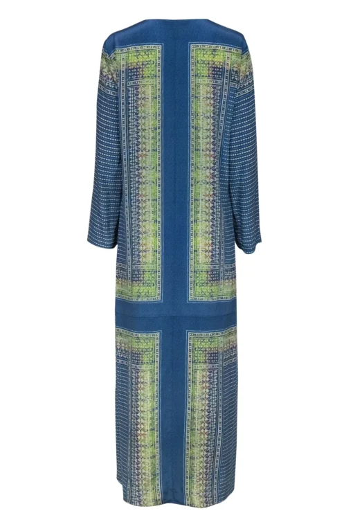 BCBG Max Azria - Blue & Green Printed Silk Maxi Dress Sz M