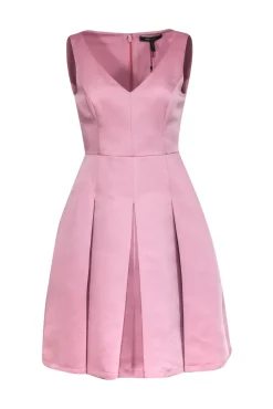 BCBG Max Azria - Blush Pleated Midi Fit & Flare Dress Sz 6