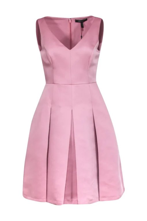 BCBG Max Azria - Blush Pleated Midi Fit & Flare Dress Sz 6
