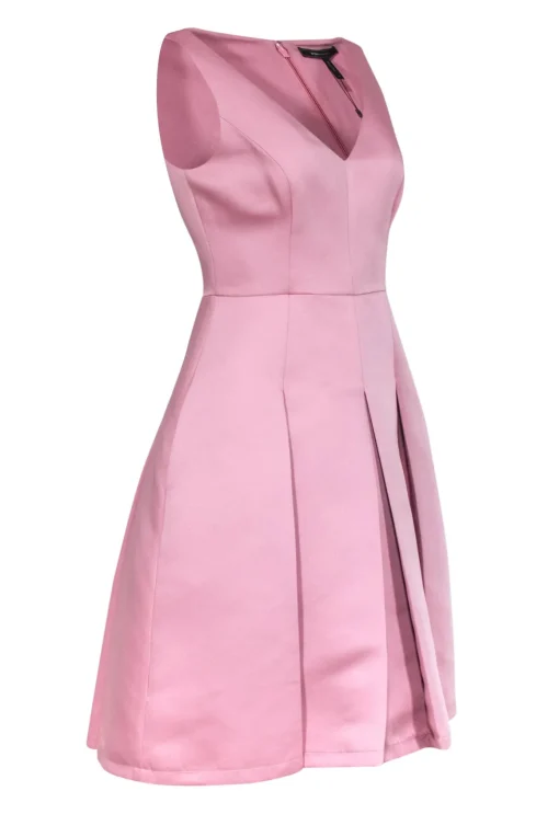 BCBG Max Azria - Blush Pleated Midi Fit & Flare Dress Sz 6