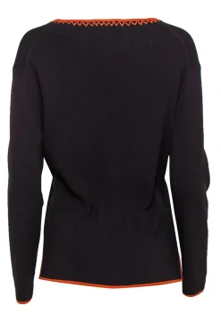 BCBG Max Azria - Brown Tie Front Cardigan w/ Orange Trim Sz L
