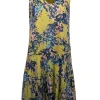 BCBG Max Azria - Chartreuse, Blue, & Pink Print Sleeveless Dress Sz XS