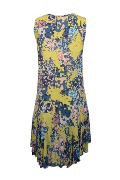 BCBG Max Azria - Chartreuse, Blue, & Pink Print Sleeveless Dress Sz XS
