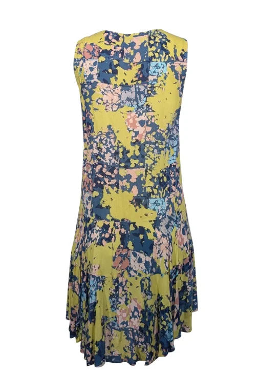 BCBG Max Azria - Chartreuse, Blue, & Pink Print Sleeveless Dress Sz XS