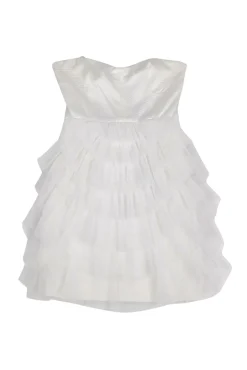 BCBG Max Azria - Cream Strapless Ruffle Skirt Dress Sz 0
