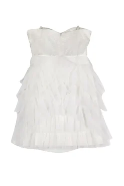 BCBG Max Azria - Cream Strapless Ruffle Skirt Dress Sz 0