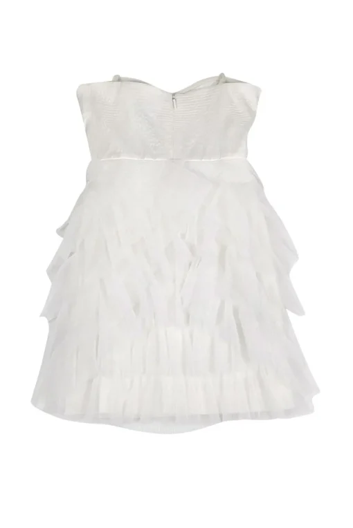 BCBG Max Azria - Cream Strapless Ruffle Skirt Dress Sz 0