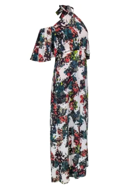 BCBG Max Azria - Green & Multicolor Print Halter Maxi Dress w/ Ruffles Sz 6