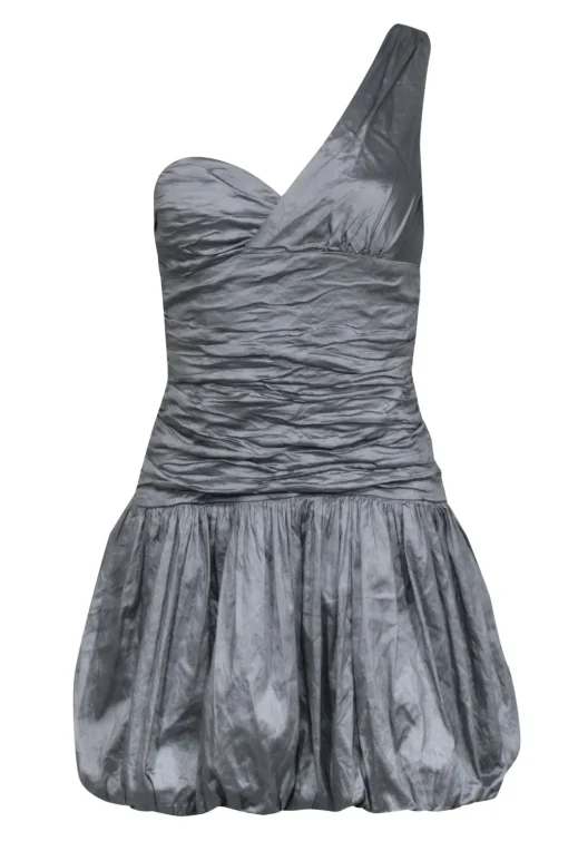 BCBG Max Azria - Grey One Shoulder Bubble Dress Sz 4