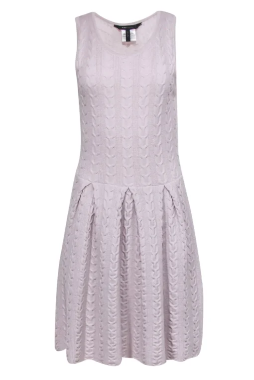 BCBG Max Azria - Grey Wool Cable Knit Fit and Flare Dress Sz M