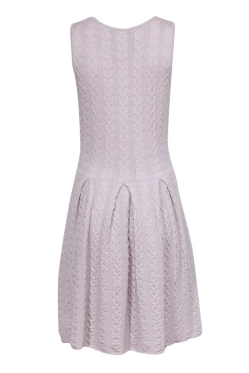 BCBG Max Azria - Grey Wool Cable Knit Fit and Flare Dress Sz M