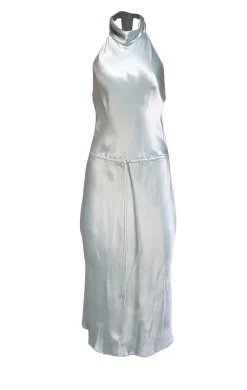 BCBG Max Azria - Light Blue Silk Halter Neck Dress Sz 8