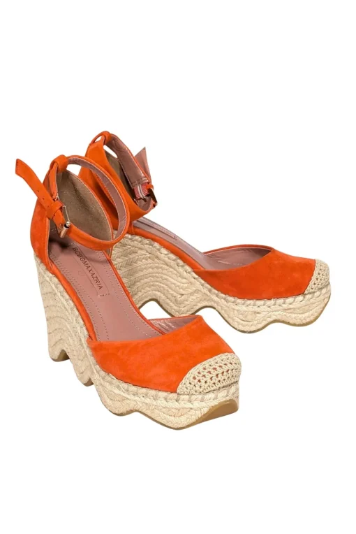BCBG Max Azria - Orange Suede Espadrille Wedges Sz 7