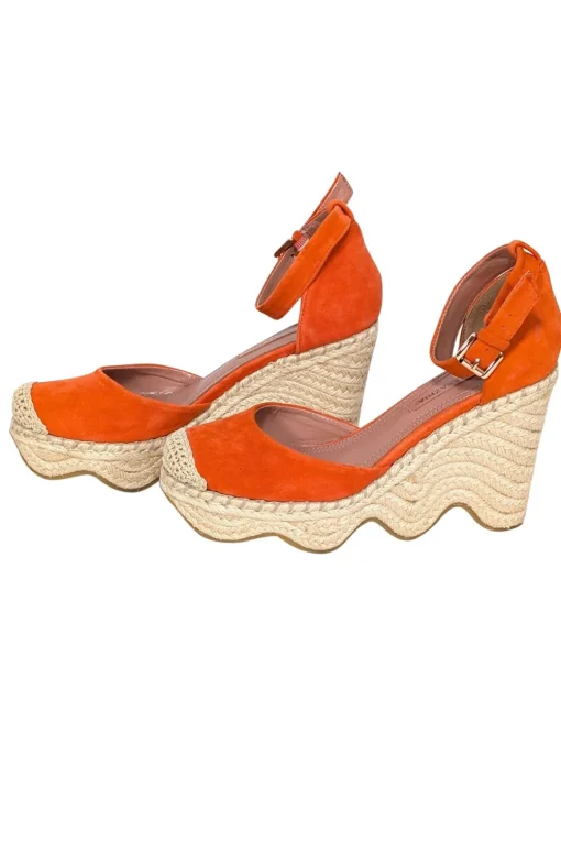 BCBG Max Azria - Orange Suede Espadrille Wedges Sz 7