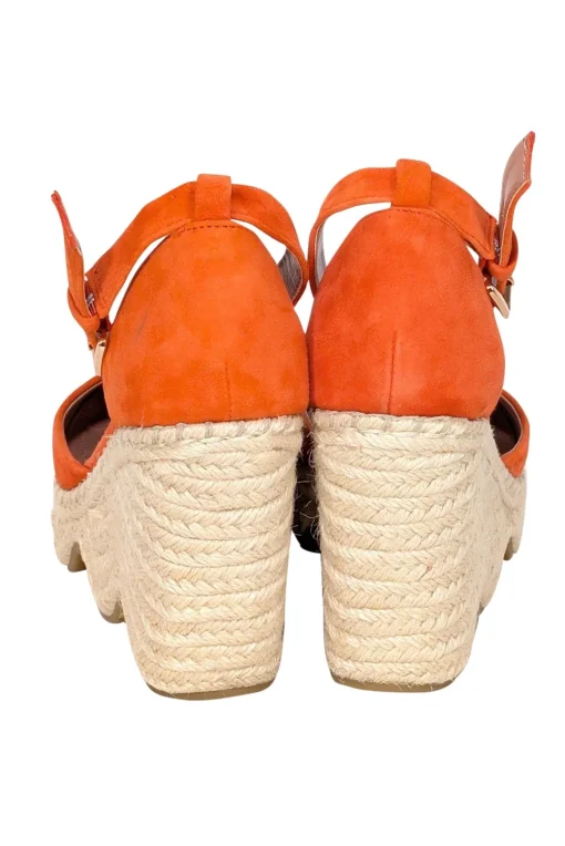BCBG Max Azria - Orange Suede Espadrille Wedges Sz 7