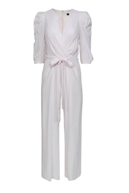 BCBG Max Azria - Pale Pink Puff Sleeve Wide Leg Jumpsuit Sz XXS