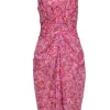 BCBG Max Azria - Pink & Orange Print Sleeveless Midi Dress Sz 8