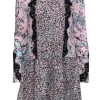 BCBG Max Azria - Pink, Blue & Black Floral Print Drop Waist "Bryanne" Dress Sz XS
