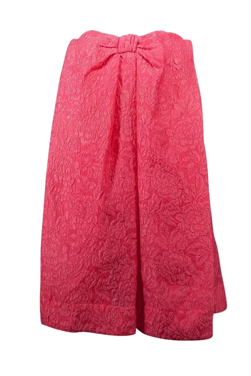 BCBG Max Azria - Pink Floral Brocade Strapless Bow Dress Sz 6