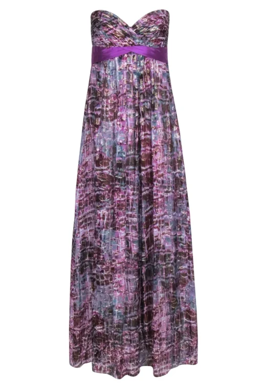 BCBG Max Azria -  Purple & Blue Metallic Print Sleeveless Formal Dress Sz 6