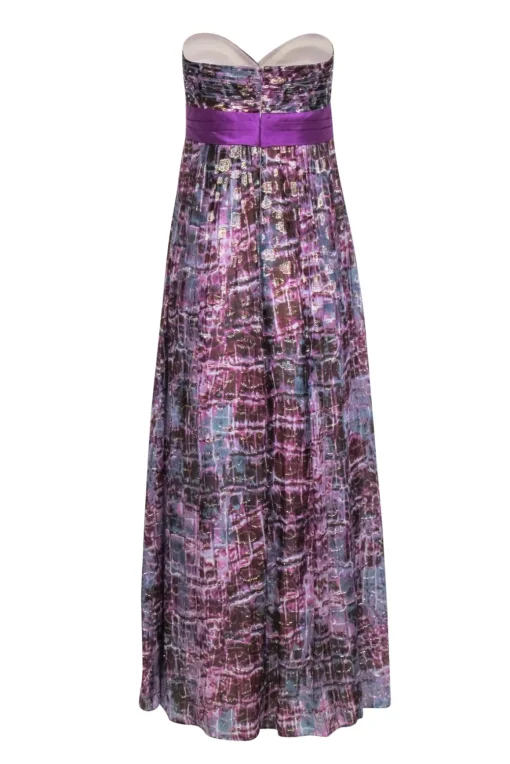 BCBG Max Azria -  Purple & Blue Metallic Print Sleeveless Formal Dress Sz 6