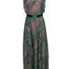 BCBG Max Azria - Purple & Green Spotted Ruffle Gown Sz XS