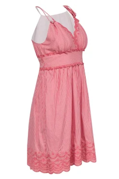 BCBG Max Azria - Red & White Stripe Sleeveless Smocked Back Dress Sz 4