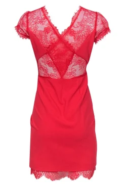 BCBG Max Azria - Red Lace Cutout Sheath Dress Sz 10