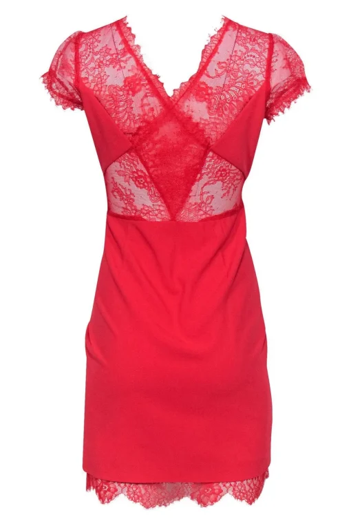 BCBG Max Azria - Red Lace Cutout Sheath Dress Sz 10
