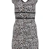 BCBG Max Azria - White, Black & Brown Leopard Print Sleeveless Bodycon Dress Sz S