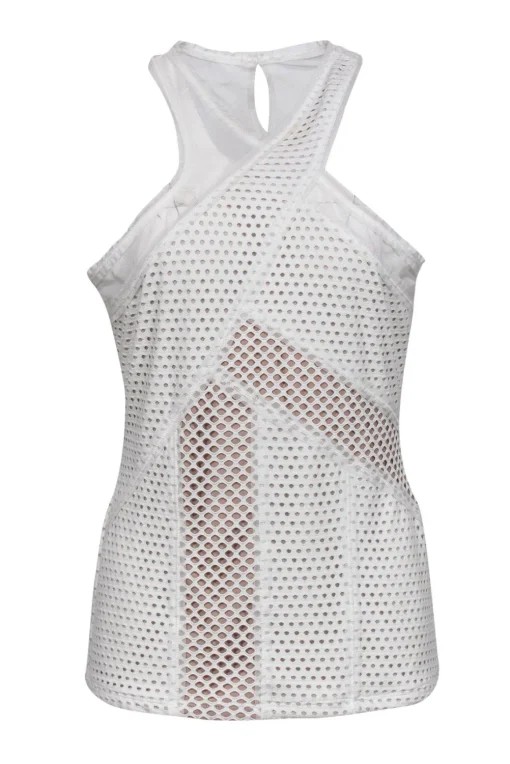 BCBG Max Azria - White Mesh Perforated Tank Sz M