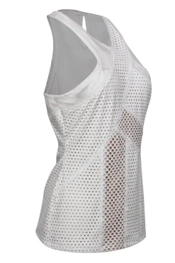 BCBG Max Azria - White Mesh Perforated Tank Sz M