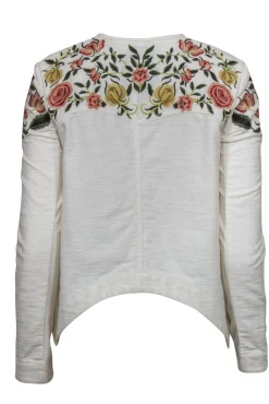 BCBG Max Azria - White Textured Floral Embroidered Button-Up Cropped Jacket Sz XXS
