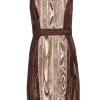 BCBG Max Azria - Wood Grain Print Sleeveless Midi Dress Sz 4