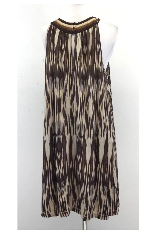 BCBG Max Azria Runway - Brown, Beige & Tan Print Dress Sz M