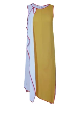 BCBG Max Azria Runway - Yellow & Cream "Karolina" Sleeveless Dress Sz XS
