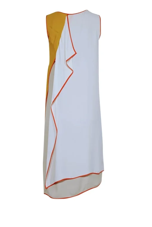 BCBG Max Azria Runway - Yellow & Cream "Karolina" Sleeveless Dress Sz XS