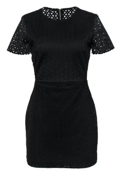 Bec & Bridge - Black Eyelet Sheath Dress w/ Cutout Sz 6
